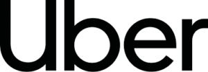 Uber logo in bold black lowercase letters on a white background.